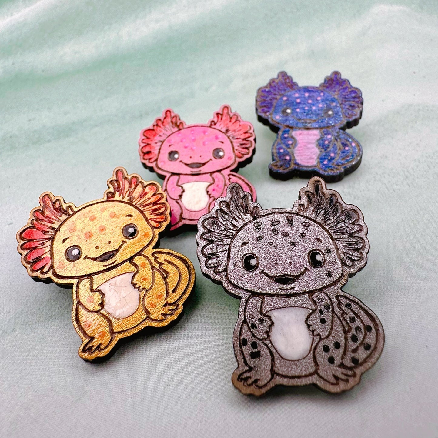 Adorable Axolotl Earrings or Pins