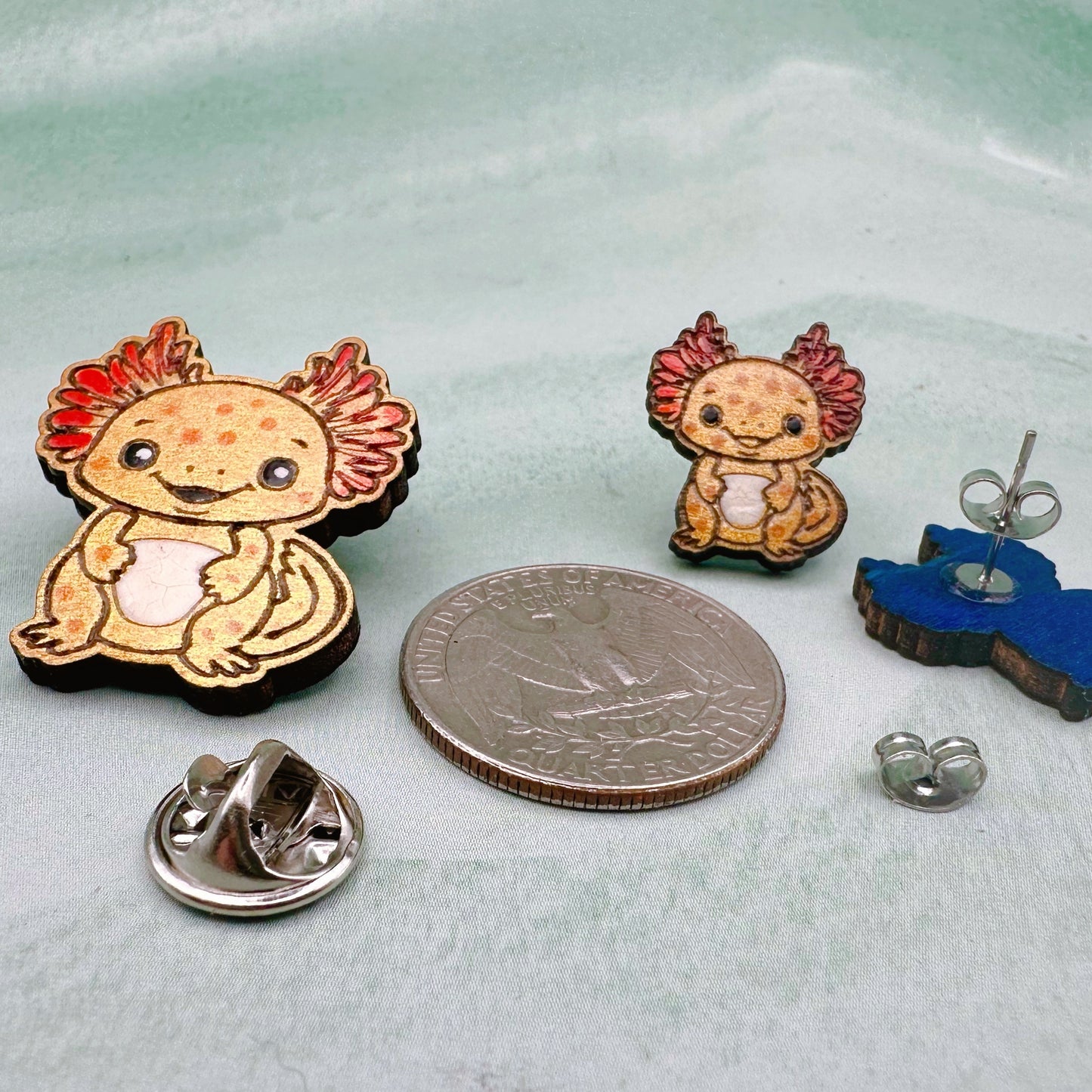 Adorable Axolotl Earrings or Pins