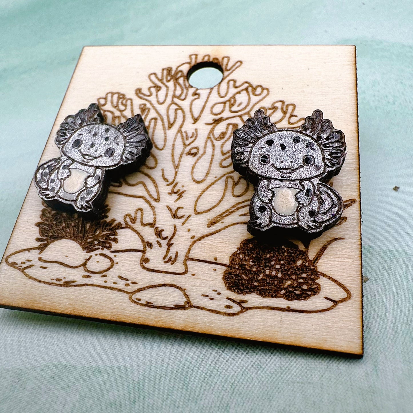 Adorable Axolotl Earrings or Pins