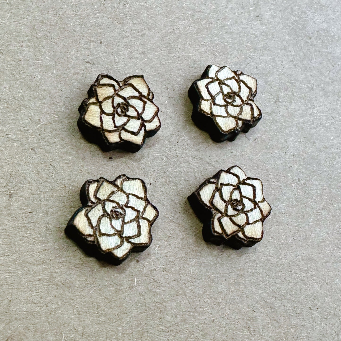 Pairs Succulent Plant Wood Earring Blanks, Unfinished Cactus Earrings, Laser Engraved Charms for Crafts or Jewelry