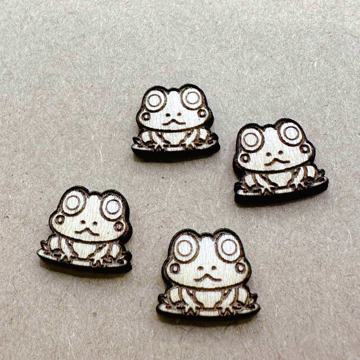 Pairs Cute Frog Crown Wood Earring Blanks, Unfinished Earrings, Laser Engraved Froggie Charms for Crafts or Jewelry