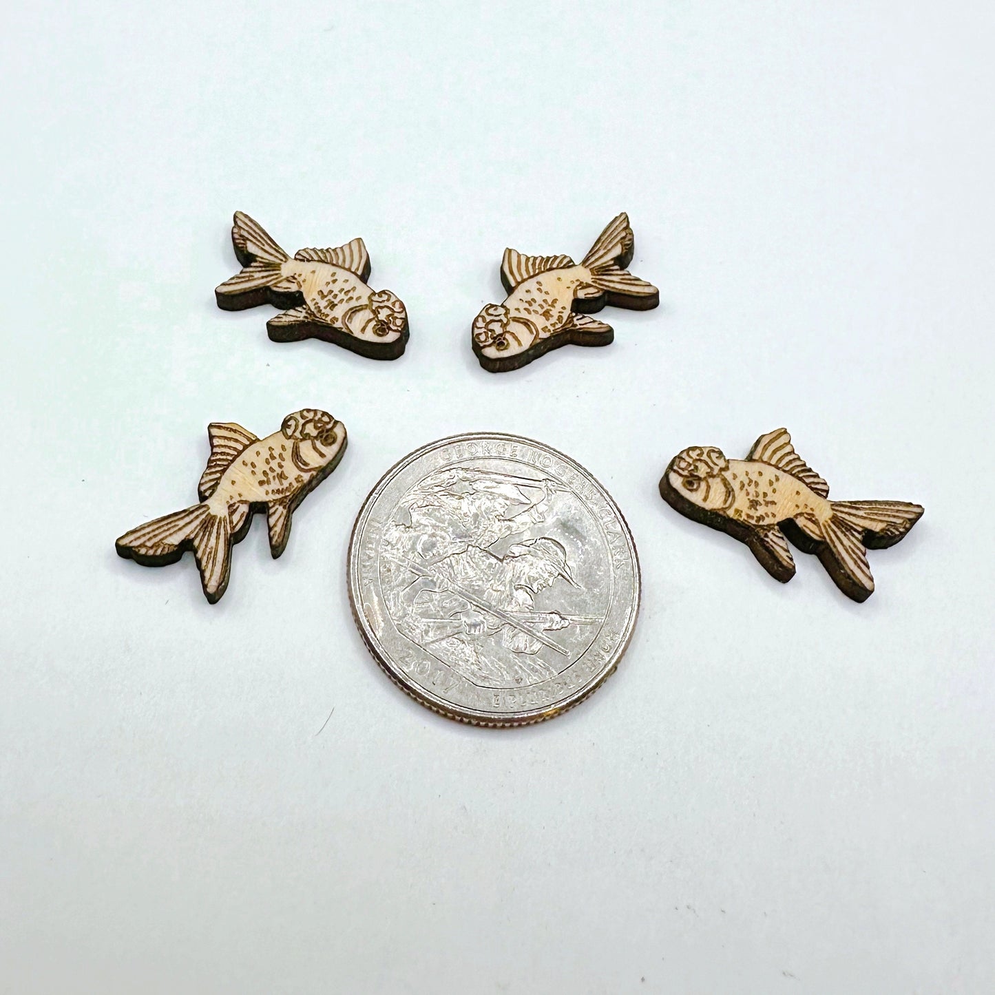 Pairs Oranda Goldfish Wood Earring Blanks, Aquarium Unfinished Earrings, Pet Fish Laser Engraved Charms for Crafts or Jewelry