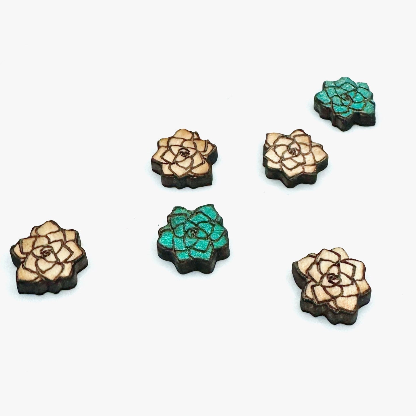 Pairs Succulent Plant Wood Earring Blanks, Unfinished Cactus Earrings, Laser Engraved Charms for Crafts or Jewelry