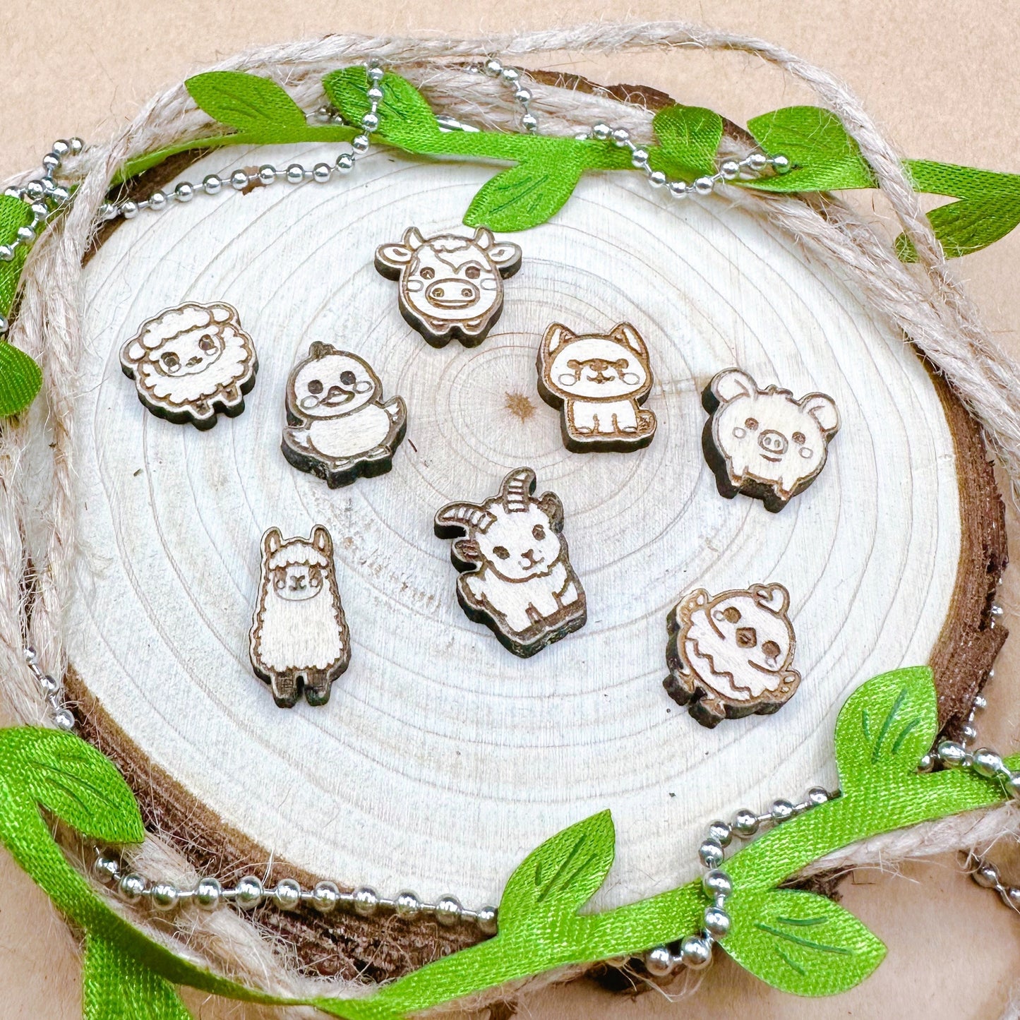 16 Kawaii Farm Animal Wood Blanks