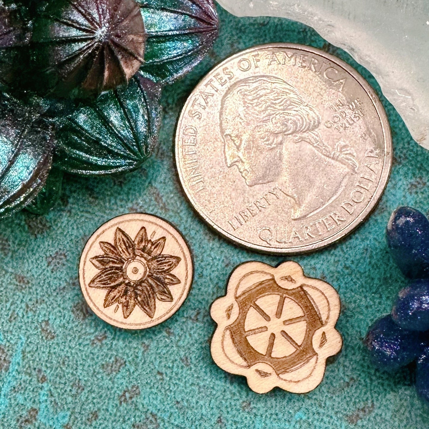 Abstract Art Deco or Starburst Wood Earring Cabochons