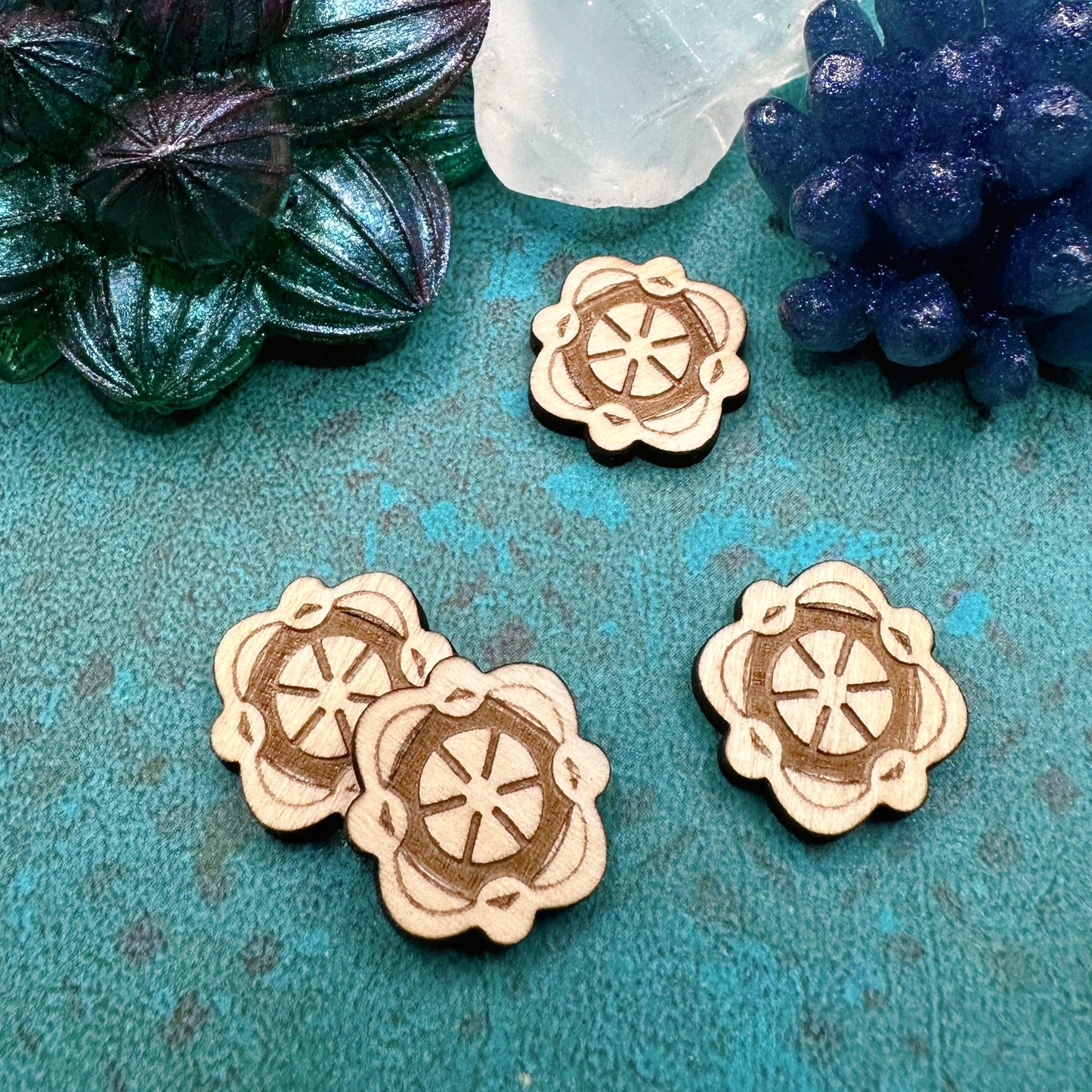 Abstract Art Deco or Starburst Wood Earring Cabochons