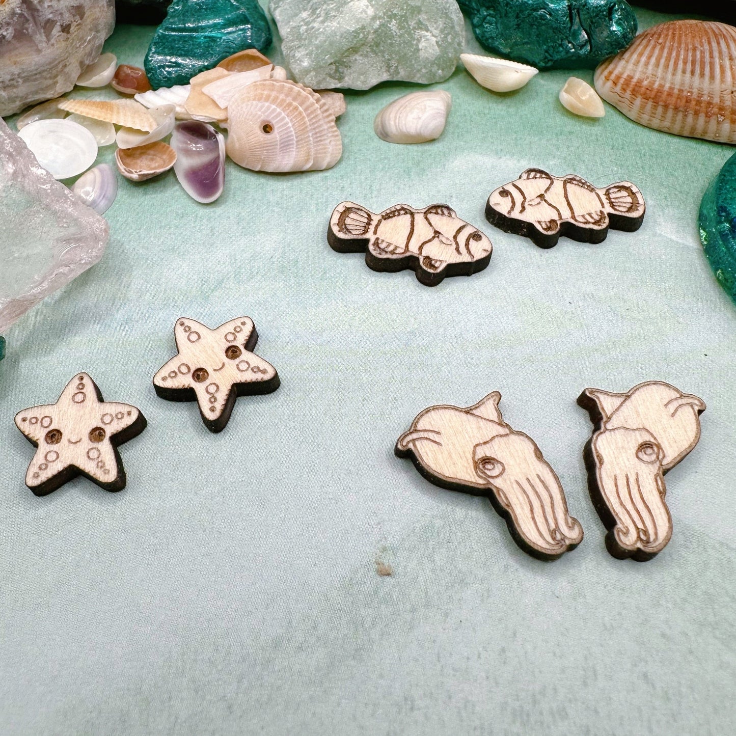 Cuttlefish, Clownfish, or Kawaii Starfish Wood Blanks