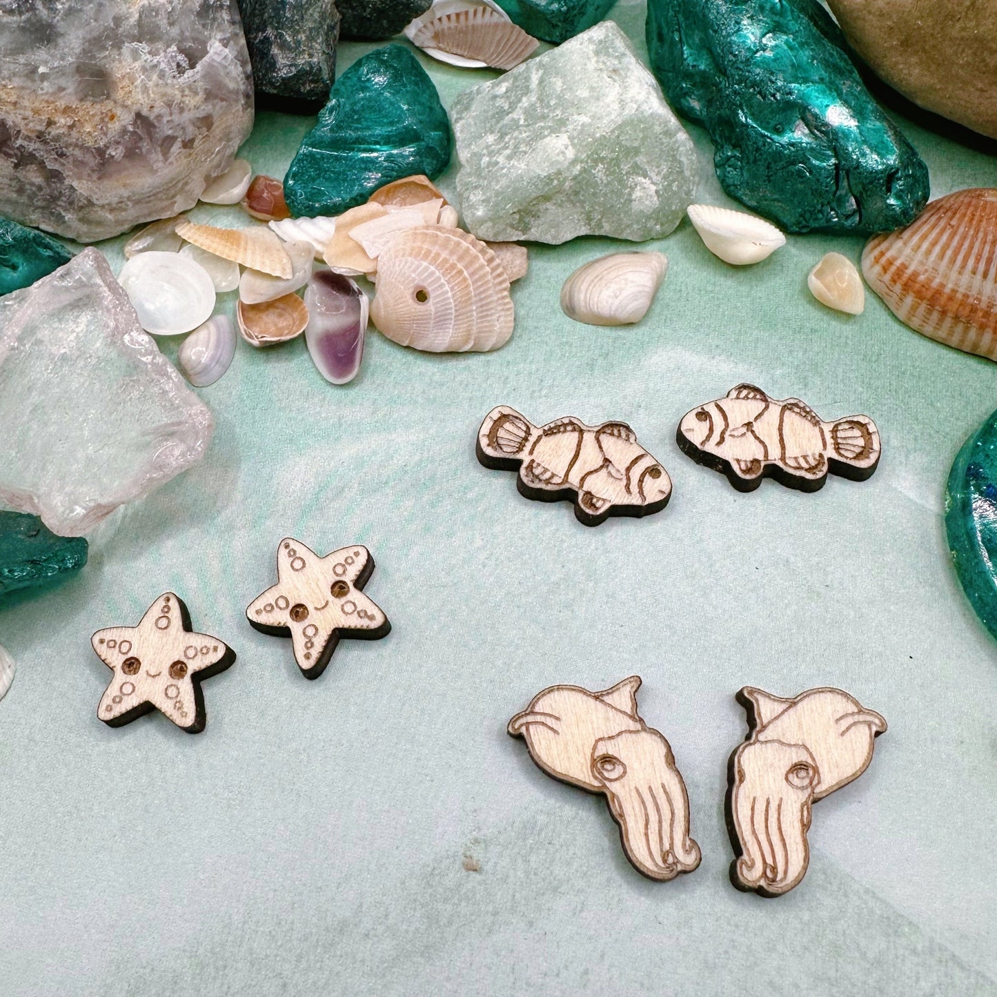 Cuttlefish, Clownfish, or Kawaii Starfish Wood Blanks