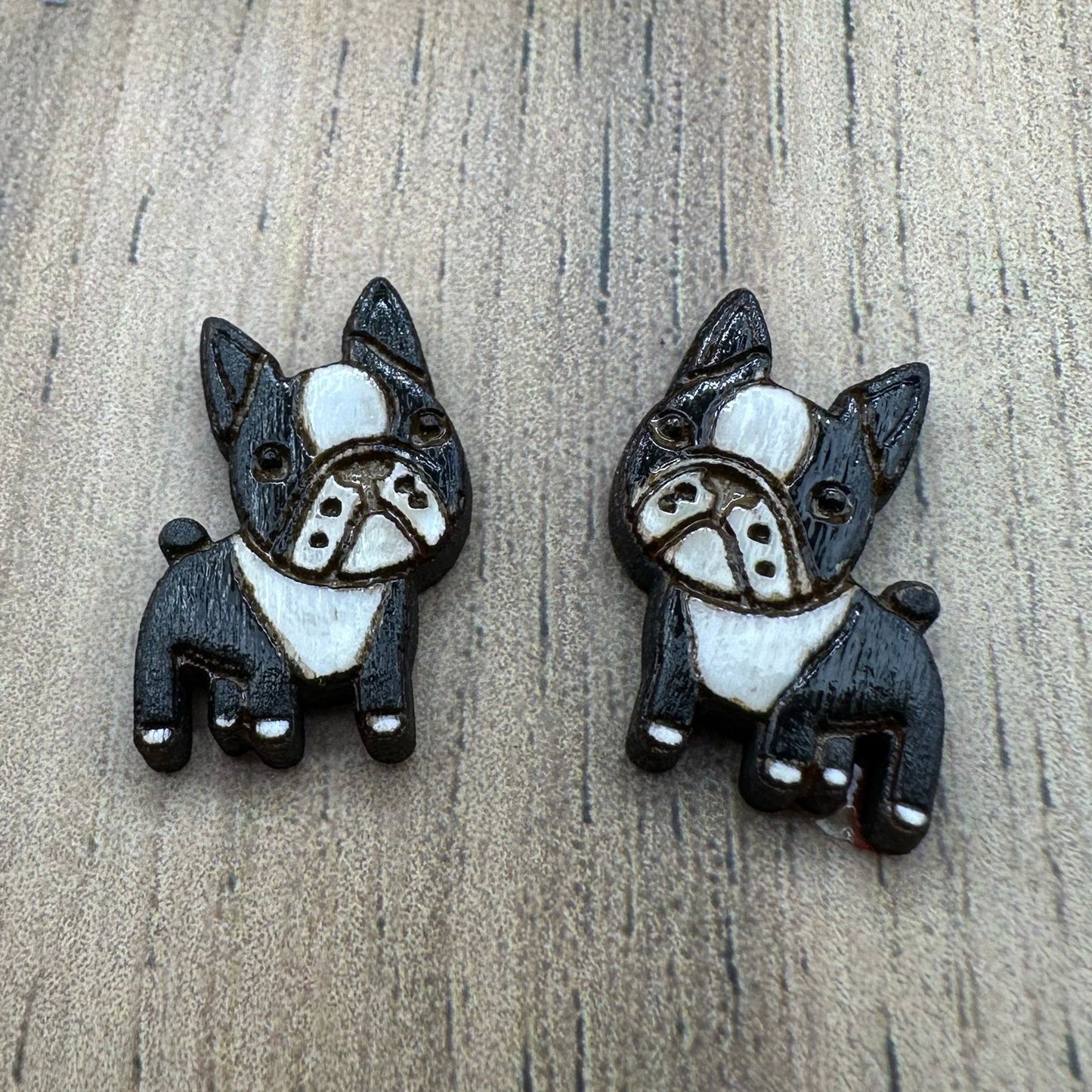 Boston Terrier Dog Post Earrings- two sizes -Mailed in a wood gift box-