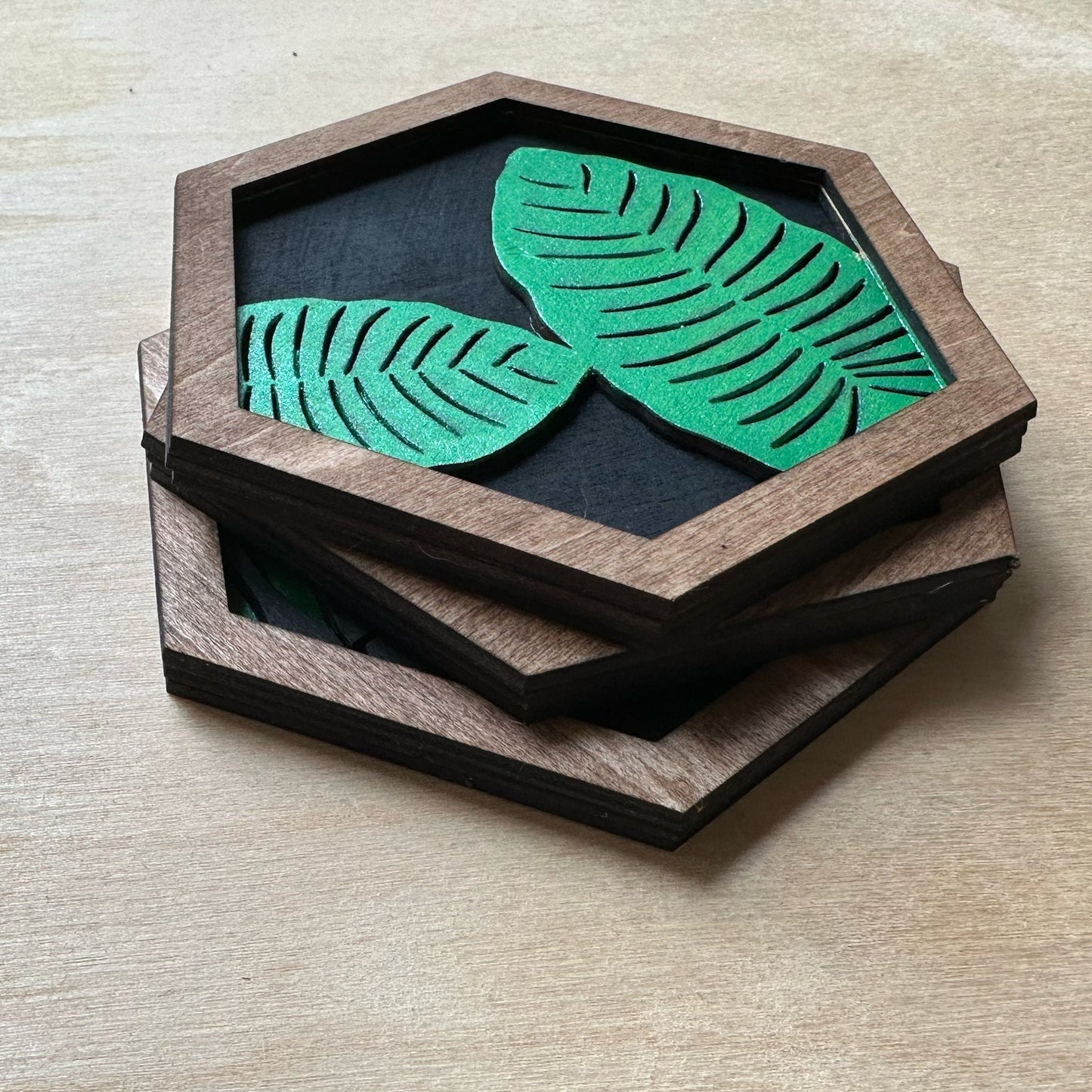 Plant-themed 10cm Wood Mural Tiles