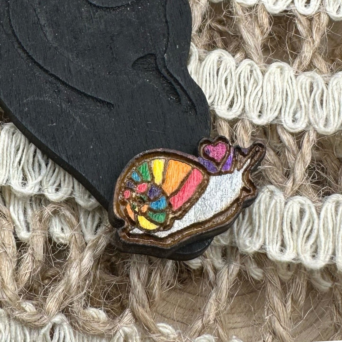 Rainbow Snail Studs in a wood gift box