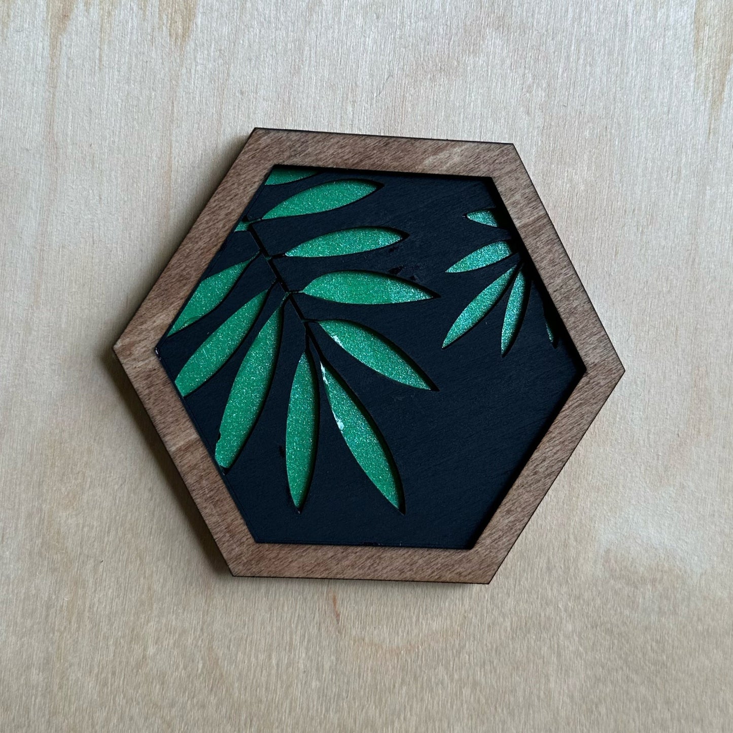 Plant-themed 10cm Wood Mural Tiles