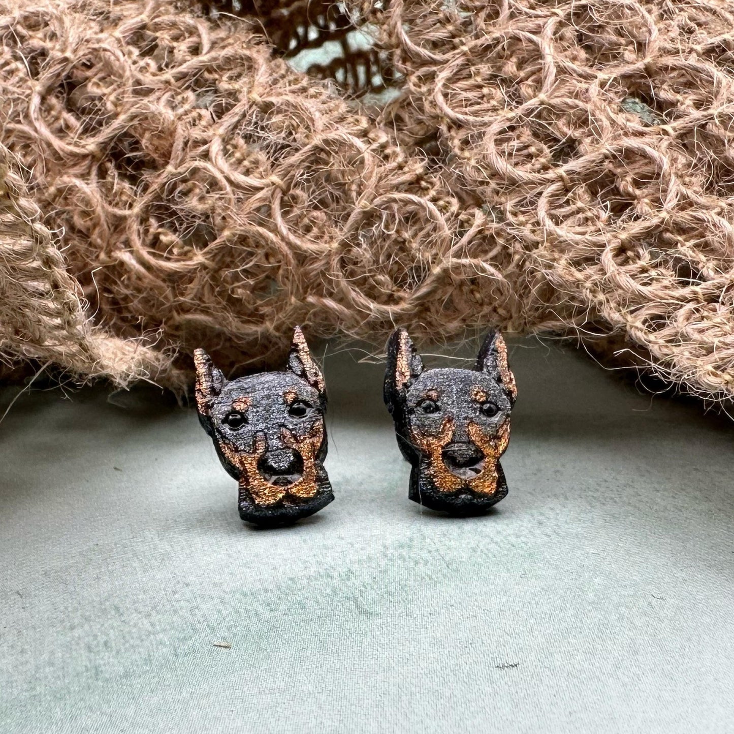 Doberman Face Earrings