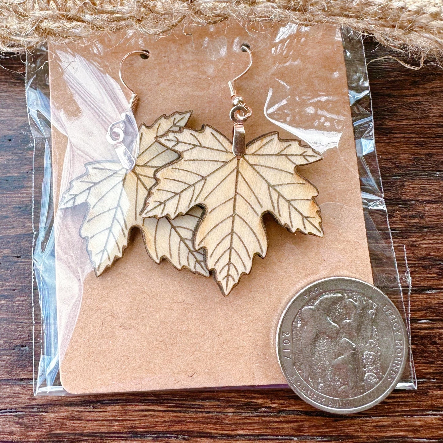 Unfinished Wood Maple Leaf Earrings