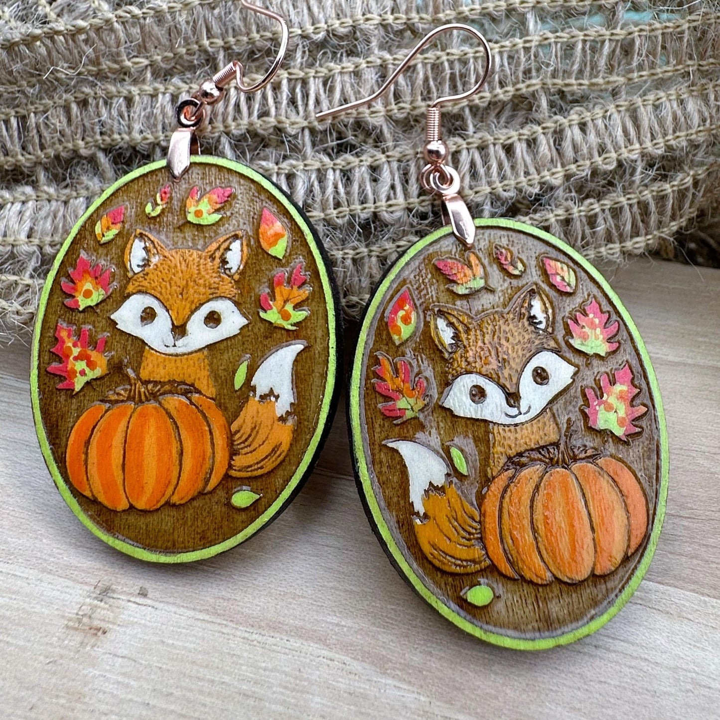 Unfinished Wood Fall Fox Earrings