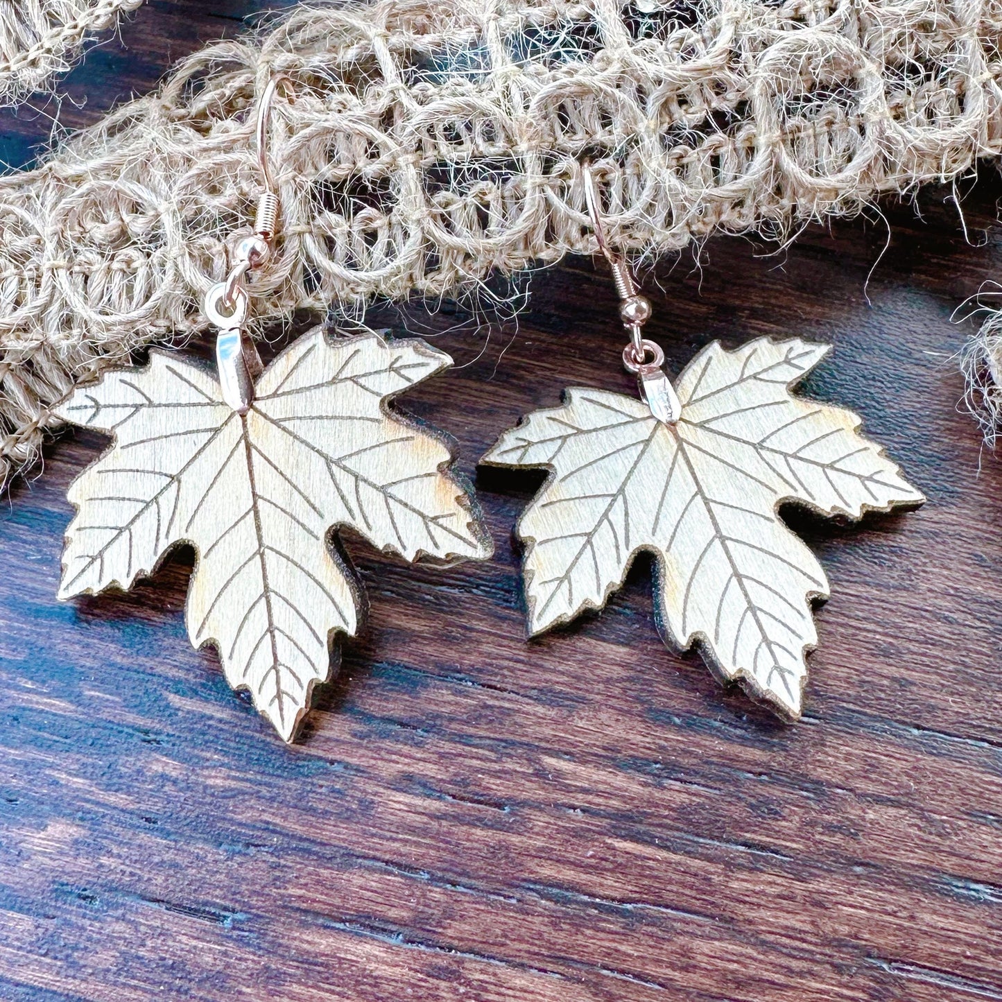 Unfinished Wood Maple Leaf Earrings