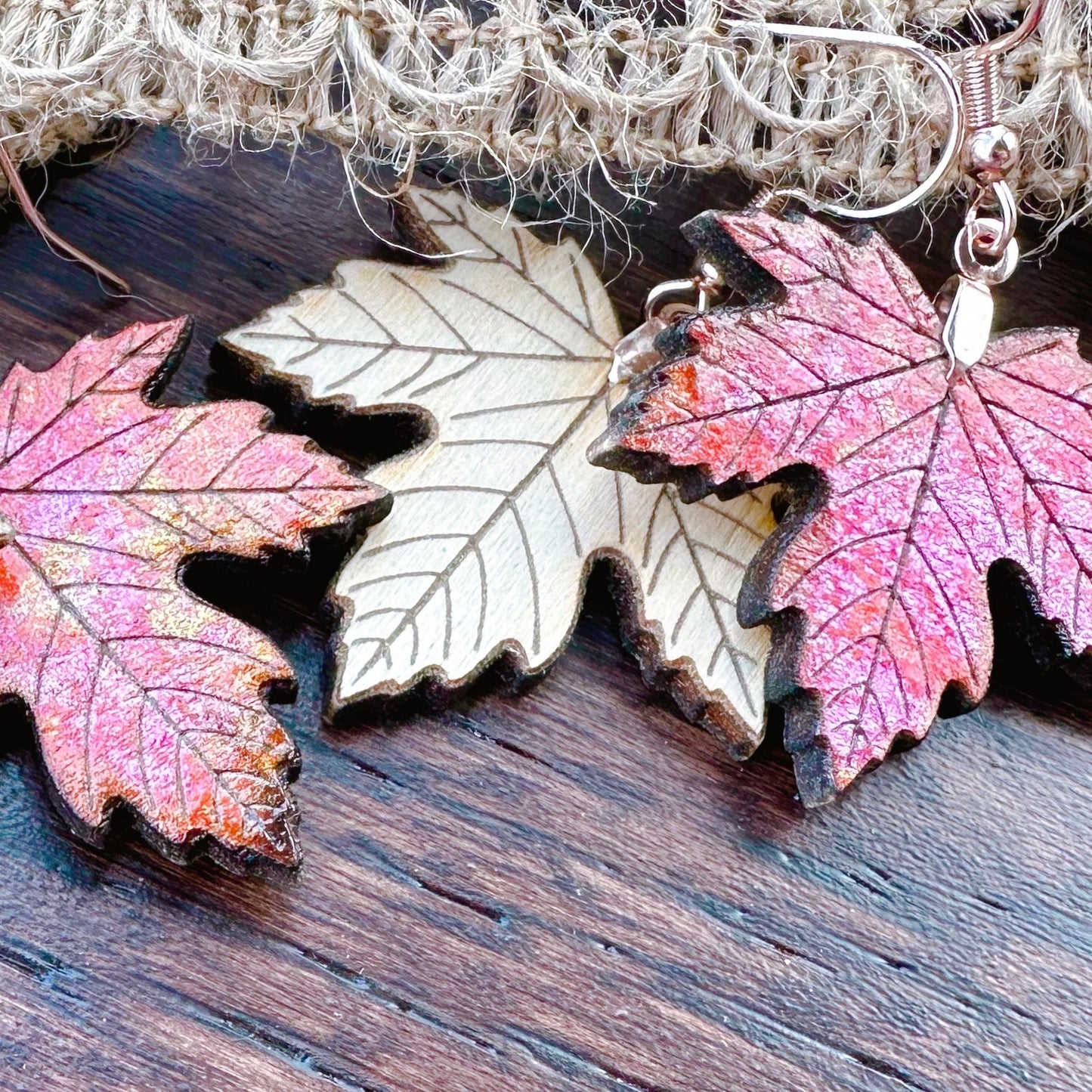 Unfinished Wood Maple Leaf Earrings