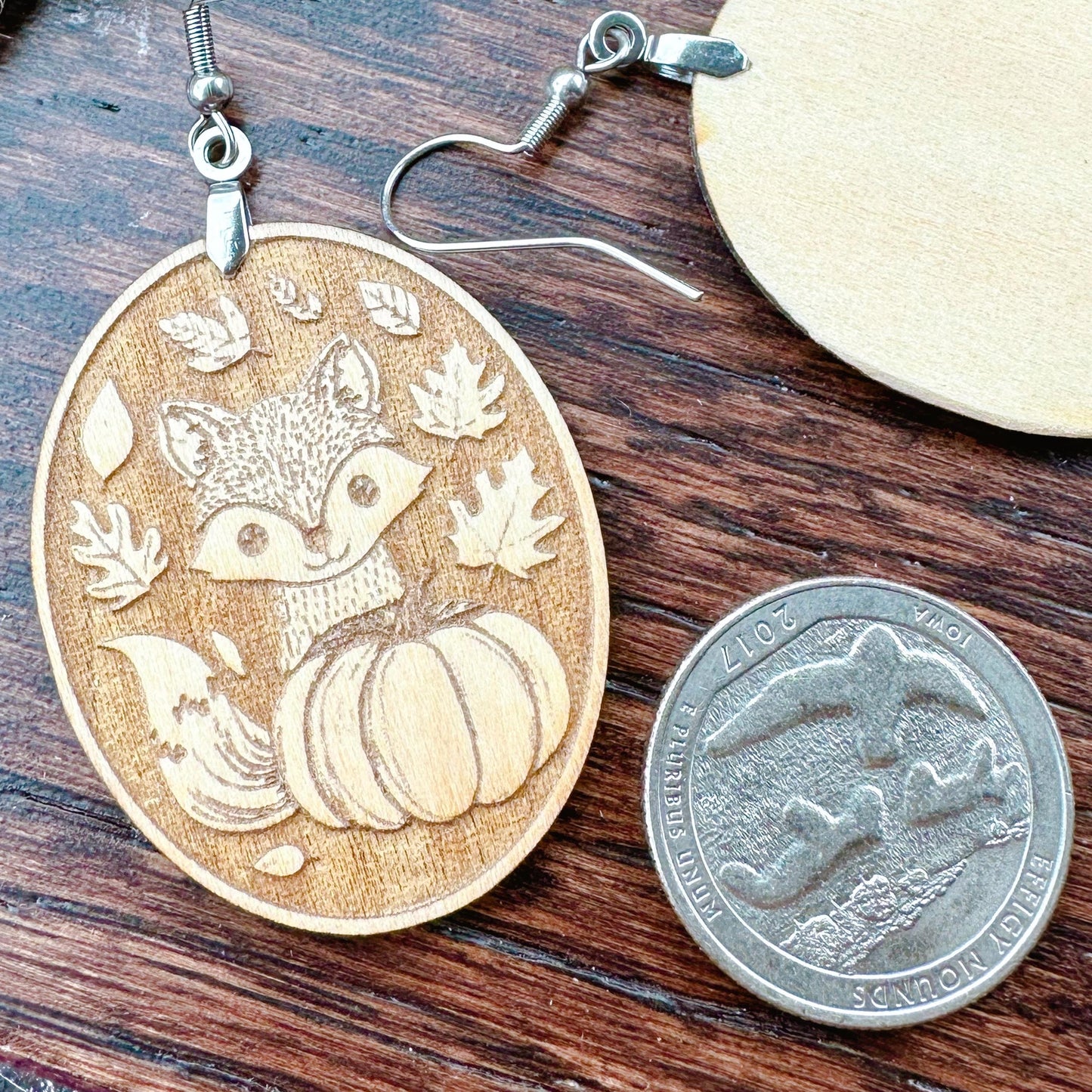 Unfinished Wood Fall Fox Earrings