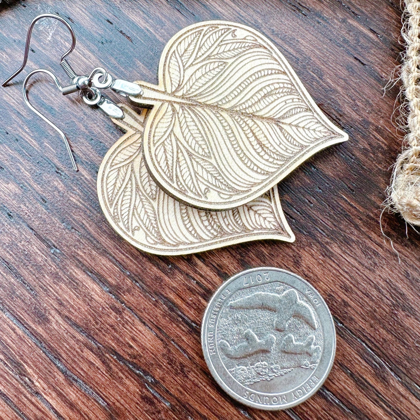 Unfinished Wood Leaf Earrings