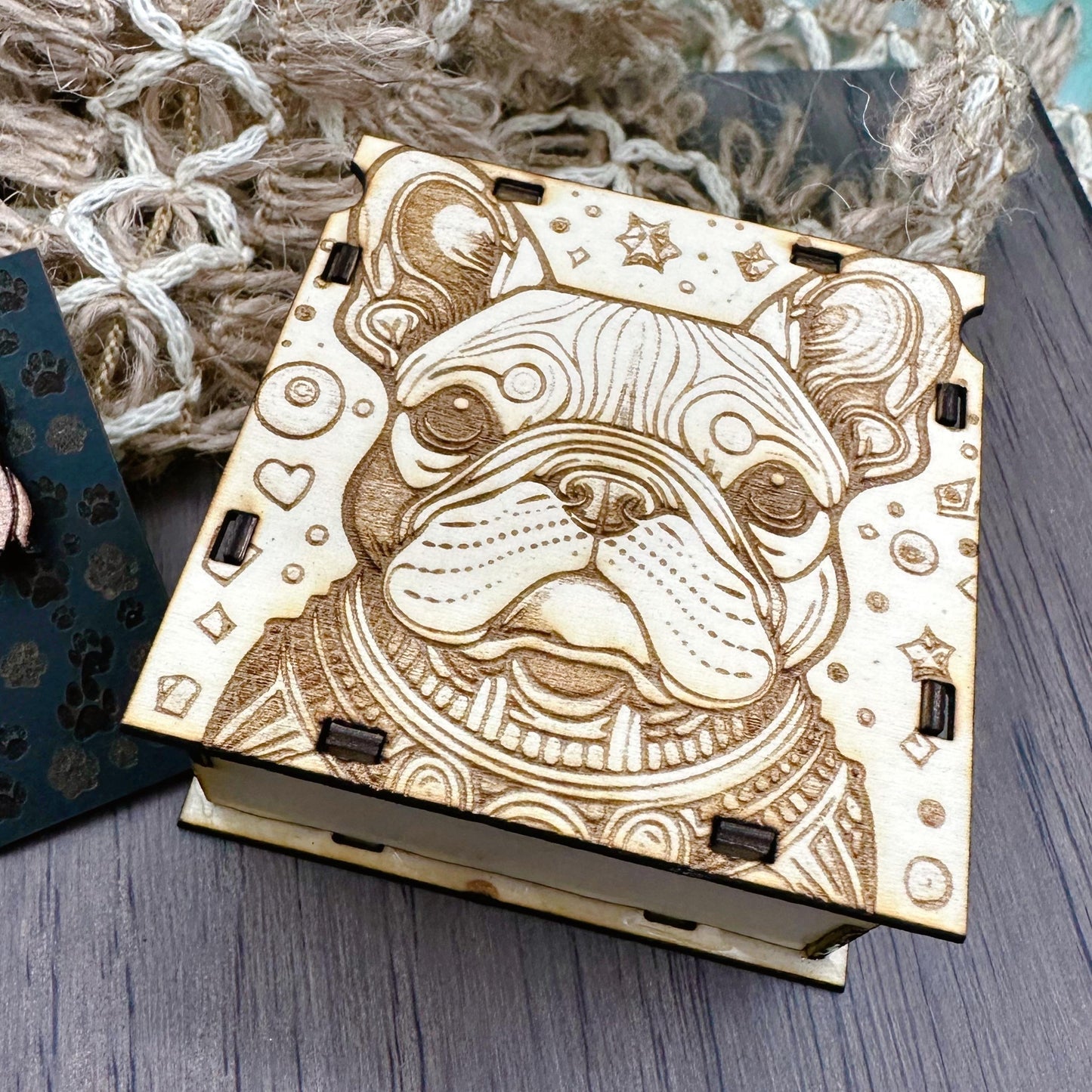 French Bulldog Earrings in wood gift box