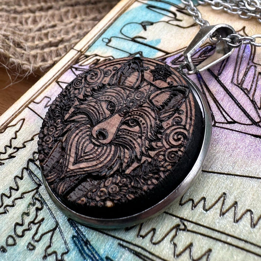 Fox Necklace in a wood gift box