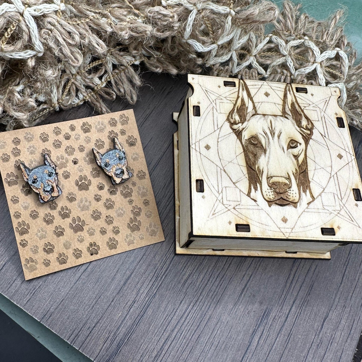 Doberman Face Earrings