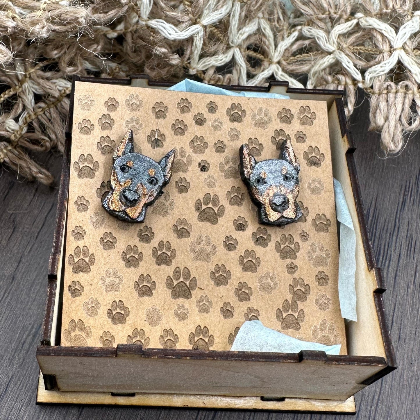 Doberman Face Earrings